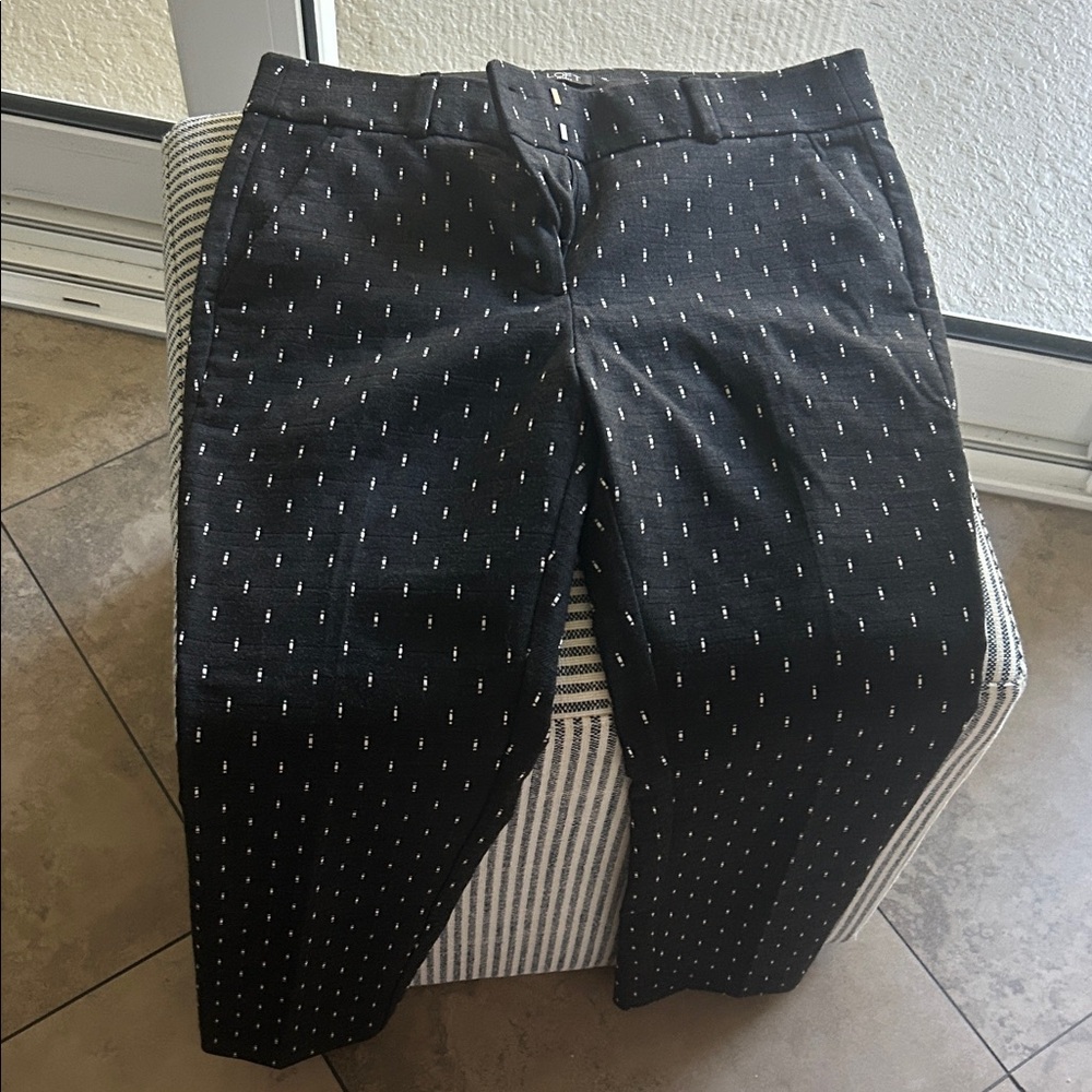 LOFT Petite Black Pants with White Stitch Detail